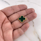 Herraje Trebol  3.4gr / 2.1cm / Verde Oro Amarillo 18K #