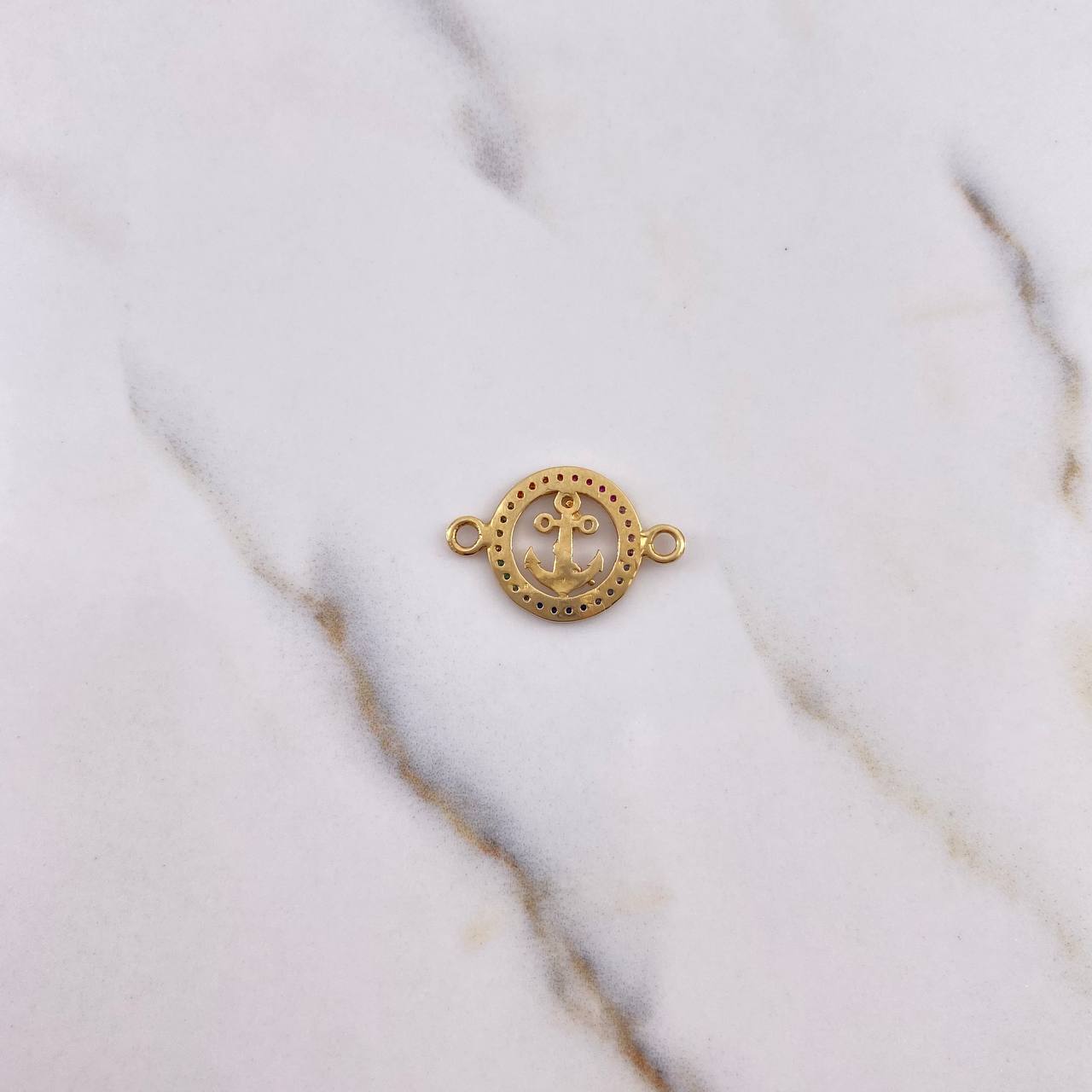 Charm Anchor 1.5gr / 2.2cm / Zirconia Colors 18K Yellow Gold #