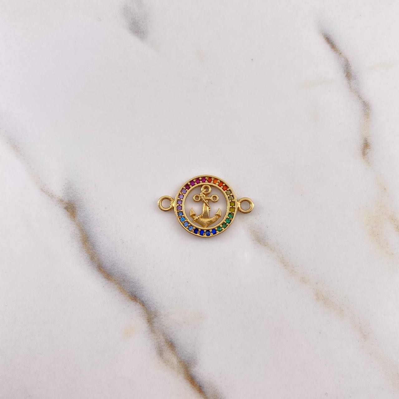Charm Anchor 1.5gr / 2.2cm / Zirconia Colors 18K Yellow Gold #