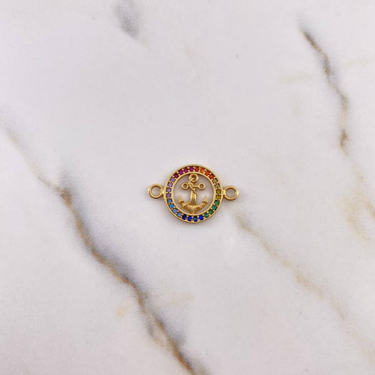 Charm Anchor 1.5gr / 2.2cm / Zirconia Colors 18K Yellow Gold #