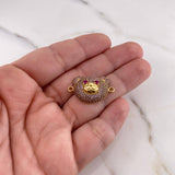 Charm Bear Face 4.35gr / 2.7cm / Pink Fuchsia Zircons 18K Yellow Gold #