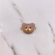 Charm Bear Face 4.35gr / 2.7cm / Pink Fuchsia Zircons 18K Yellow Gold #