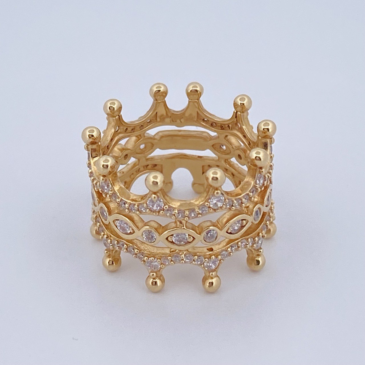Double Crown Ring 7.55gr / Size 6 1/2 / 18K Yellow Gold &