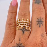 Double Crown Ring 7.55gr / Size 6 1/2 / 18K Yellow Gold &