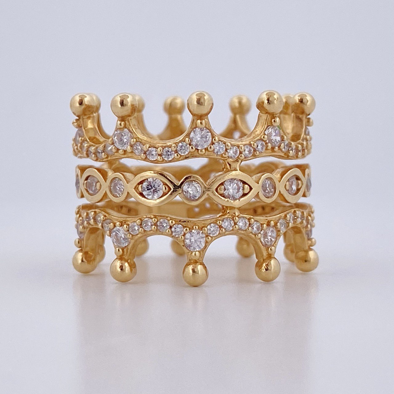 Anillo Doble Corona 7.7gr / T7 1/2 / Oro Amarillo 18K $