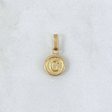 Pendant Letter C 0.55gr / 1.5cm / Textured Striped Circle 18K Yellow Gold
