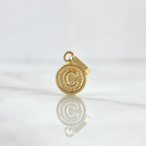 Pendant Letter C 0.55gr / 1.5cm / Textured Striped Circle 18K Yellow Gold