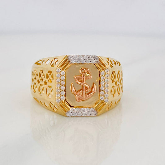 Anillo Sello Ancla 7.2g / T10 3/4 Tres Oros 18K