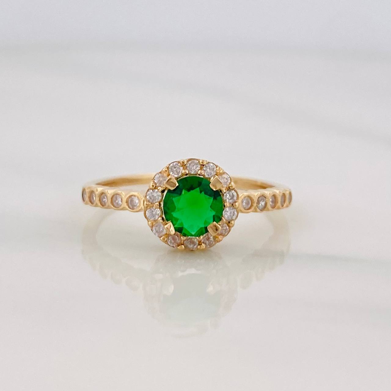Solitaire Ring Halo 2g / T6 1/2 Yellow Gold 18K