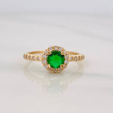 Solitaire Ring Halo 2g / T6 1/2 Yellow Gold 18K