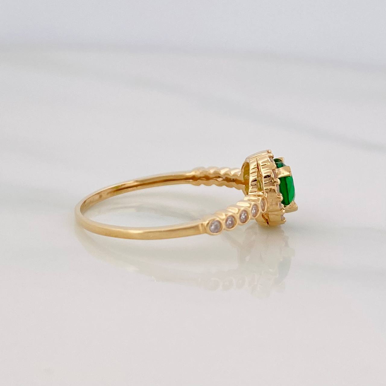 Solitaire Ring Halo 2g / T6 1/2 Yellow Gold 18K
