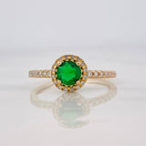 Anillo Solitario Halo 2.3g / T7 Oro Amarillo 18K