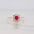 Anillo Halo Flor 1.9g / T5 3/4 Oro Amarillo 18K