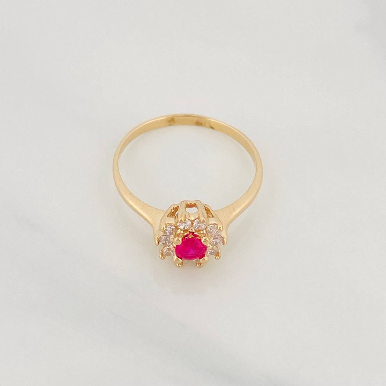 Anillo Halo Flor 1.9g / T5 3/4 Oro Amarillo 18K