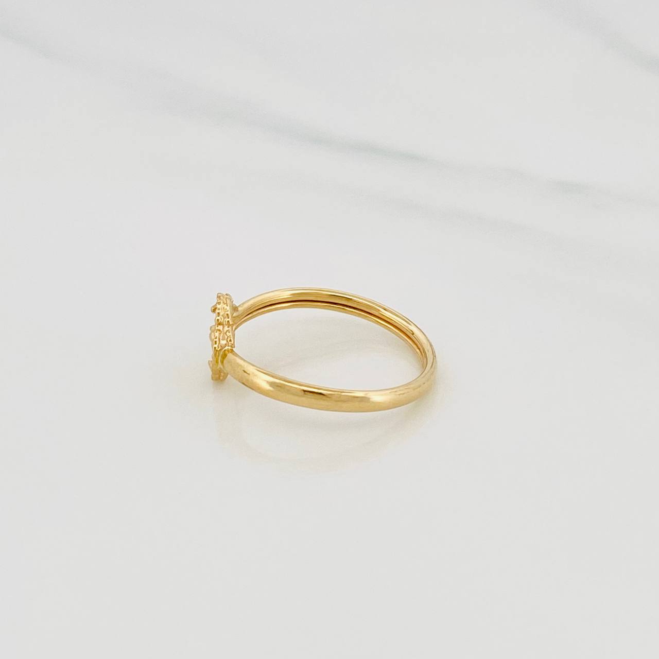 Diamond Cut Clover Ring 0.9g / T5 1/2 Yellow Gold 18K