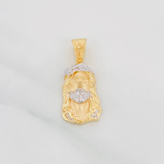 Christ Face Pendant 3.55g / 1 1/4 in Two-Tone Yellow White Gold 18K