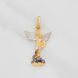 Saint Michael Pendant 1.75g / 1 in Tri-Color Yellow White Black Gold 18K