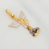 Saint Michael Pendant 1.75g / 1 in Tri-Color Yellow White Black Gold 18K