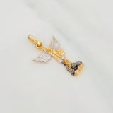 Saint Michael Pendant 1.75g / 1 in Tri-Color Yellow White Black Gold 18K