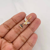 Saint Michael Pendant 1.75g / 1 in Tri-Color Yellow White Black Gold 18K