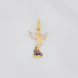 Saint Michael Pendant 1g / 1 in Tri-Color Yellow White Black Gold 18K