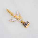 Saint Michael Pendant 1g / 1 in Tri-Color Yellow White Black Gold 18K