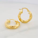 Hoop Earrings Kari Striped 2.6g / 3/4 in Yellow Gold 18K