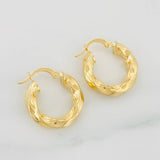 Hoop Earrings Kari Striped 2.6g / 3/4 in Yellow Gold 18K
