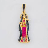 Pendant Santa Muerte 7.25g / 1 3/4 in Two-Tone Black Yellow 18K