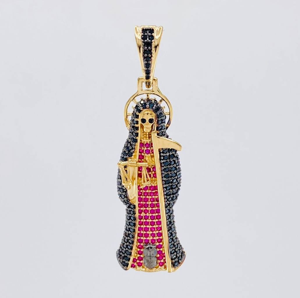 Pendant Santa Muerte 7.25g / 1 3/4 in Two-Tone Black Yellow 18K