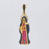 Pendant Santa Muerte 7.25g / 1 3/4 in Two-Tone Black Yellow 18K