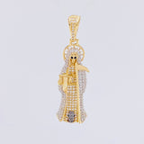 Dije Santa Muerte 7.6g / 1 3/4 in Dos Oros Amarillo Blanco 18K