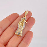 Dije Santa Muerte 7.6g / 1 3/4 in Dos Oros Amarillo Blanco 18K