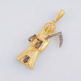 Dije Santa Muerte 5.8g / 1 3/4 in Dos Oros Negro Amarillo 18K