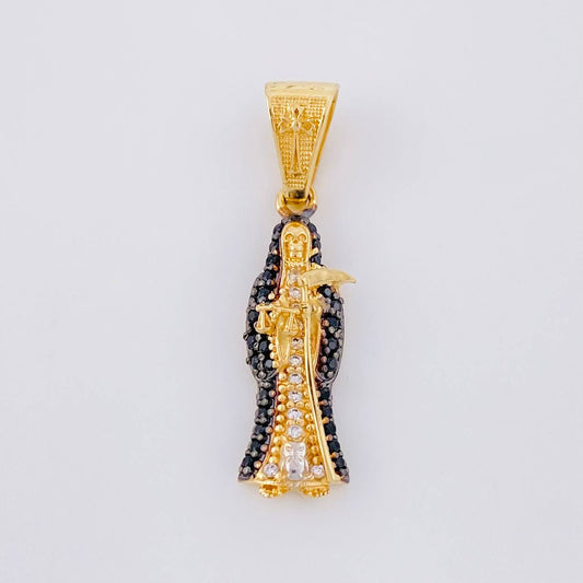 Pendant Santa Muerte 2.65g / 1 1/4 in Two-Tone Black Yellow 18K