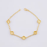 Pulso Aro Seguido Trébol 5.3g / 7 1/4 in / 2.5mm Oro Amarillo 18K
