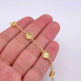 Pulso Aro Seguido Trébol 5.3g / 7 1/4 in / 2.5mm Oro Amarillo 18K