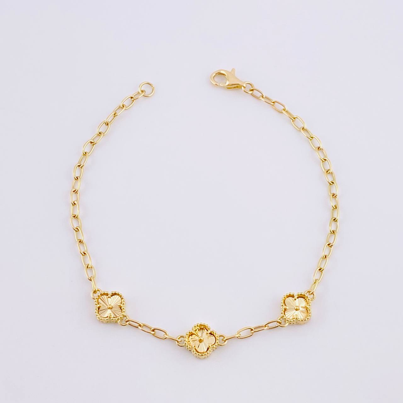 Classic Link Bracelet Clover 4.15g / 7 1/4 in / 2.5mm Yellow Gold 18K