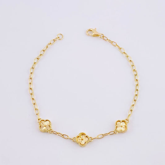 Pulso Aro Seguido Trébol 4.15g / 7 1/4 in / 2.5mm Oro Amarillo 18K