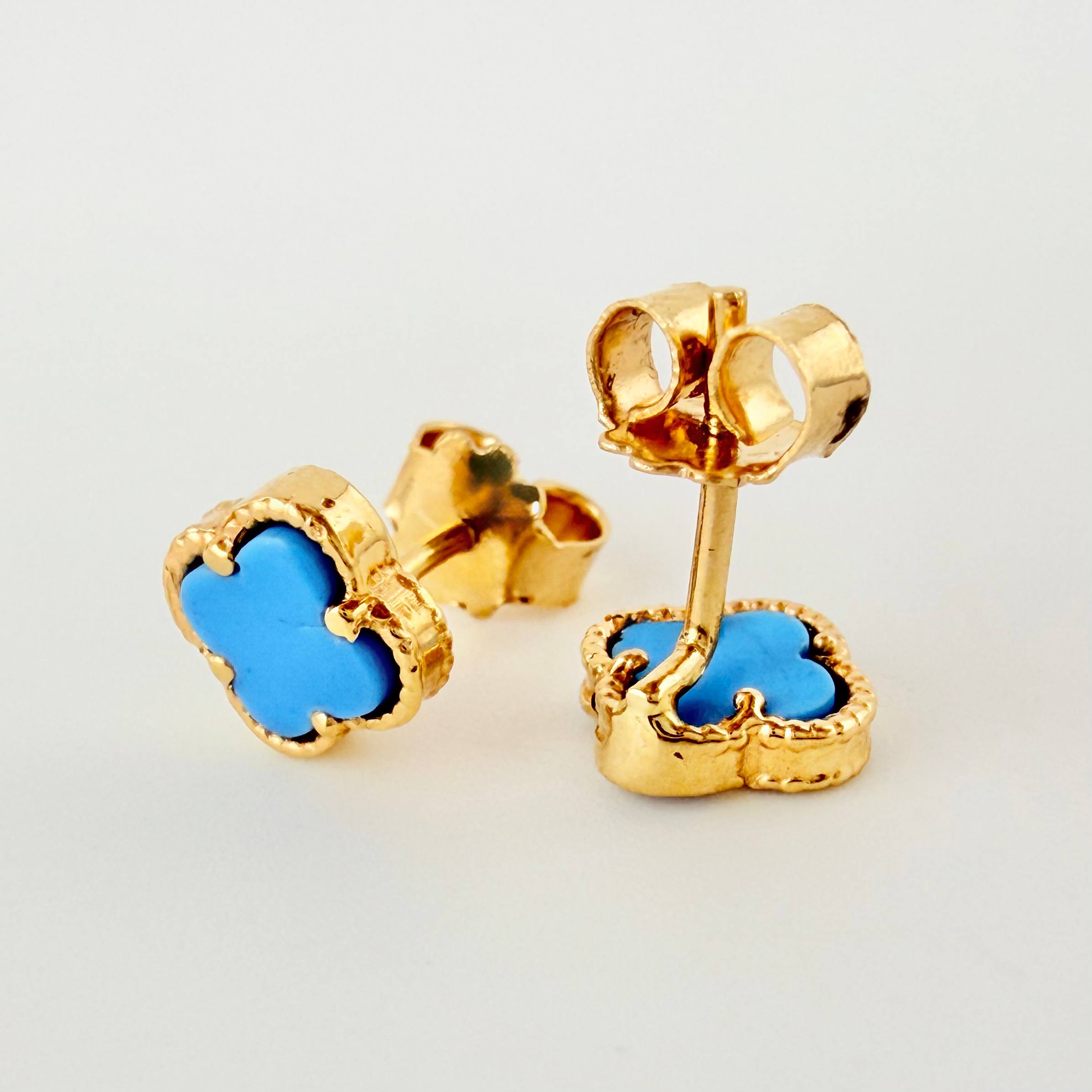 Topos Trebol Nacar Azul 1.45gr / 6.5mm Oro Amarillo Nac.Esp. 18K