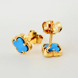 Topos Trebol Nacar Azul 1.45gr / 6.5mm Oro Amarillo Nac.Esp. 18K