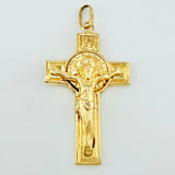 Saint Benedict Christ Cross Pendant 1.85gr / 1 1/2 in / Yellow Gold 18K $