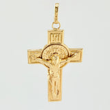Saint Benedict Christ Cross Pendant 1.85gr / 1 1/2 in / Yellow Gold 18K $