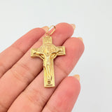 Saint Benedict Christ Cross Pendant 1.85gr / 1 1/2 in / Yellow Gold 18K $