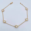 Espiga Anklet Clover Gradual 5.25gr / 23.5cm-24.7cm / 1.4mm White Mother-of-Pearl 18K Yellow Gold $