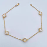 Espiga Anklet Clover Gradual 5.25gr / 23.5cm-24.7cm / 1.4mm White Mother-of-Pearl 18K Yellow Gold $