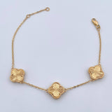 Pulso Aro Seguido Trebol Gradual 6.2gr / 18cm-20cm / 1.2mm Diamantado Oro Amarillo 18K $