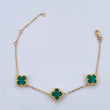 Pulso Aro Seguido Trebol Gradual 4.25gr / 17cm-18.7cm / 1.5mm Malaquita Verde Oro Amarillo 18K $