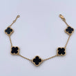 Pulso Espiga Trebol Gradual 8.25gr / 17.5cm-18.6cm / 1.4mm Onix Negro Oro Amarillo 18K $