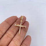 Dije Cruz Clavo 2.1gr / 3.4cm / Circones Blancos Oro Amarillo 18K &